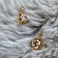 Special and sparkly!! - White topaz and 18k gold Modernist flower earrings - Vintage Scandinavian