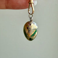 Victorian era Antique Egg Pendant in 10k Gold with Paste Stones