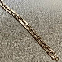 18k Gold double row pressed curb link bracelet -  7.75 inch length