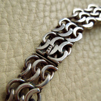 1963 Vintage Swedish Silver Crescent Link Collar Necklace – 16 inch Length