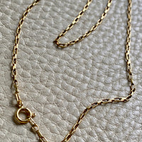 18k Gold Vintage Skinny Elongated Biker Link Chain Necklace - 22.5 inch length