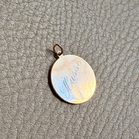 18k gold vintage charm or pendant - Etched Circle Medallion