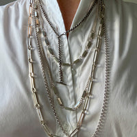 Fabulous 1975 Sterling Silver EXTRA LONG Curb Chain with Bar Link Necklace - 50.5 inch length