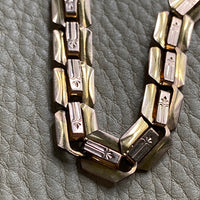 Antique Watch Chain with tiny leaf pattern - 14k gold with 10k rose gold detail