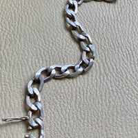 Handmade Chunky Pressed Curb Chain Bracelet in Solid Silver - Vintage Polish - 8.5 inch