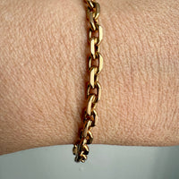 1962 Swedish Vintage 18k Gold Biker Link Bracelet 4.8mm width - 7.5 inch length