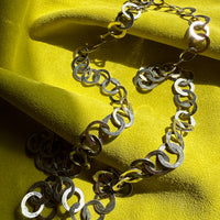 Silver Handmade Flat Circles Chain Necklace - 36 inch length