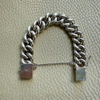 WOW! Vintage Silver SOLID Puffy Curb Link Bracelet - 7.3 inch interior circumference