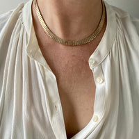 Luxurious and HEAVY solid gold brick link necklace - Danish 1960s vintage - 17 inch length