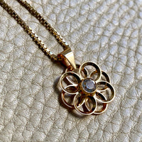 Modernist flower pendant in 18k gold with quartz - Vintage Swedish