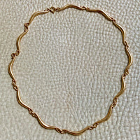 Curly swooped bar link choker necklace - Vintage 18k gold - 15 inch length