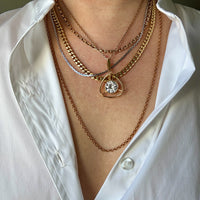 Swedish Vintage Rounded Triangle Pendant in 18k gold with Large Faceted Crystal Quartz Stone - Signed