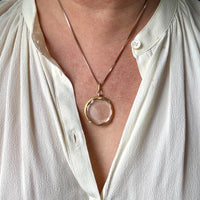 French Antique Glass Locket 18k Gold Bezel – 1.7 inch