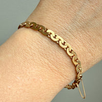Exquisite 1940 Swedish Vintage Virola Link Bracelet 18k Gold – 7.5 Inch Length