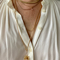 Made in 1969 - 14k gold Dandelion pendant with cultured Pearls - Vintage Finnish with long 28” original curb chain necklace