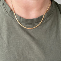 Sleek Italian vintage chain- 18k gold zigzag link necklace - 16.5 inch length