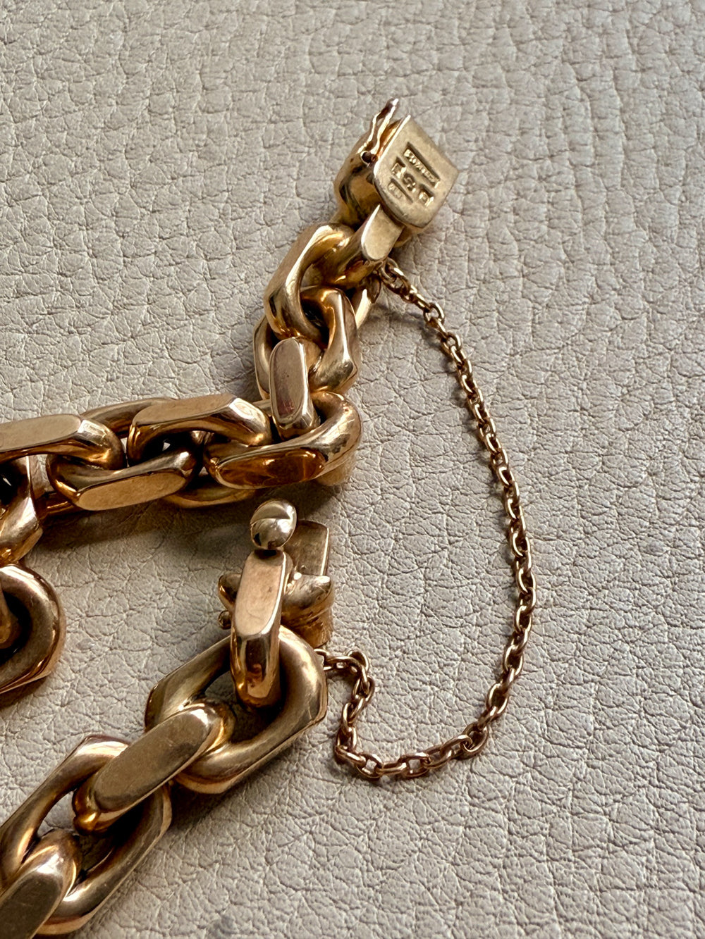 CHONK! 1911 Swedish Antique 18k gold Biker Link Bracelet 8mm width - 7.1 inch interior circumference