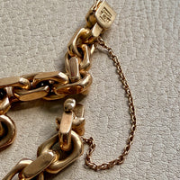 CHONK! 1911 Swedish Antique 18k gold Biker Link Bracelet 8mm width - 7.1 inch interior circumference