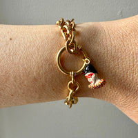 18k Gold Antique Biker Link Watch Chain Necklace Extender or Bracelet with Large Bolt Clasp - 11.2 inch length