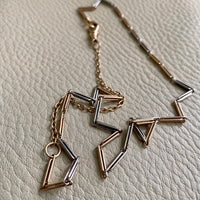 Antique 19 inch 9k gold watch chain necklace with dogclip