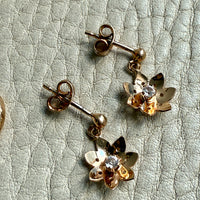 Vintage 18k Gold Stud Lotus Flower Earrings