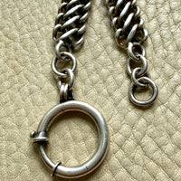 Silver 19th Century Dutch Figure-8 Pocket Watch Chain with Large Bolt Clasp - 12.7 inch length