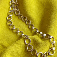 Vintage Sterling Silver oversized Circle Link Chain Necklace - Adjustable length up to 20 inches