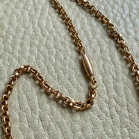 Midcentury era 18k Gold Necklace - Rolo Link Variation Chain Necklace - 17.5 inch length