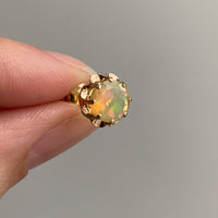 Vintage Opal Earrings in Ruffled 14k gold Setting - 9mm diameter