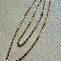 Italian Midcentury era Vintage Flat Oval link long chain in 18k gold - 32.3 inch length
