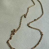 Italian Midcentury era Vintage Flat Oval link long chain in 18k gold - 32.3 inch length