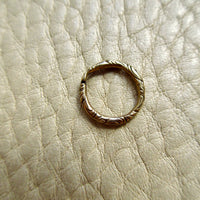 9k Gold Georgian era Split Ring Charm Holder with floral engraving n- 0.5 inch diameter