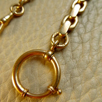 1930s Swedish Vintage 18k Gold Chunky Wide Watch Chain Bracelet or Necklace Extender with Bolt Clasp