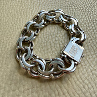 1976 Signed Heavy Swedish Double Curb Chain Silver Bracelet – 8.9 Inch Length