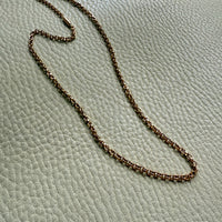 Midcentury era 18k Gold Necklace - Rolo Link Variation Chain Necklace - 17.5 inch length