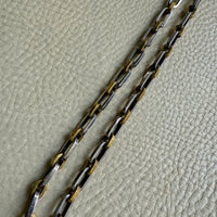 UNIQUE Chunky Sterling Silver with Alternating Gilt Links - Taxco Link Necklace - 24 inch length