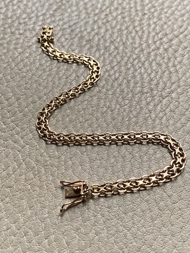 Vintage 18k gold slim x-link bracelet - 7.25 inch length