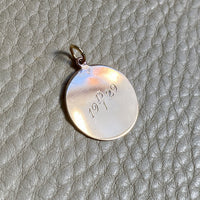 January 13, 1929 18k Gold Engraved Round Medallion Pendant for Necklace - Scandinavian Vintage