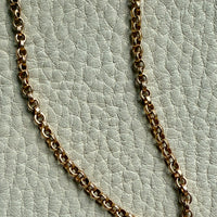 Midcentury era 18k Gold Necklace - Rolo Link Variation Chain Necklace - 17.5 inch length