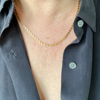 Vintage 18k gold pressed curb link necklace - 18.5 inch length