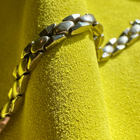 Solid Silver Diamond Snake Link Bracelet - Vintage Italian by Piazza Michele - 7.6 inch length