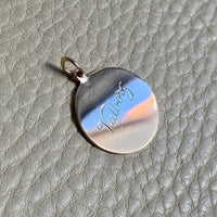 January 13, 1929 18k Gold Engraved Round Medallion Pendant for Necklace - Scandinavian Vintage