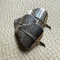 1948 Vintage Stigbert Three-Leaf Brooch in Sterling Silver – 2 inch