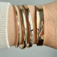 Skinny 18k Gold Vintage Oval Bangle - 8.5 inch interior circumference