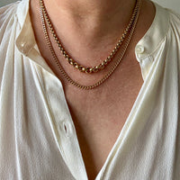 1950s era Vintage Graduated Width Rolo Link Necklace in 18k Gold - 17.75 inch length