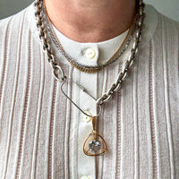 Antique Puffy Oval link Silver Chain with push clasp - 18” length