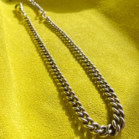 British Antique Sterling Silver Watch Chain with T-bar - choker necklace length - 15 inch overall length