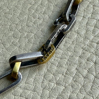 UNIQUE Chunky Sterling Silver with Alternating Gilt Links - Taxco Link Necklace - 24 inch length