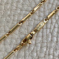 Vintage Italian 18k Gold Tubular Bar Link Necklace - 16.5 inch length