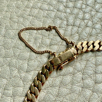 Midcentury era 18k Gold Pressed Curb Bracelet with Safety Chain – 7.5 inch length